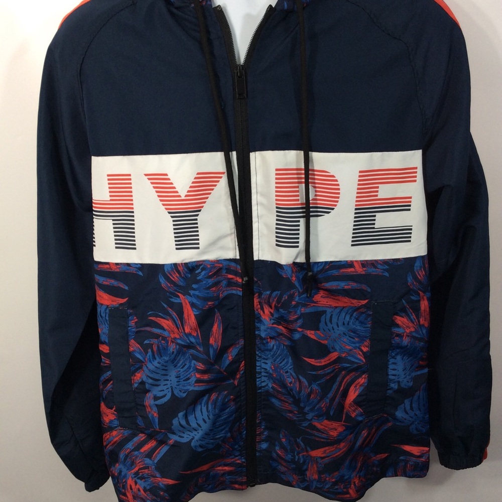 Five.By.Five By Master Piece Small Hoodie HYPE Spell Out Front Stripe Leaf Print